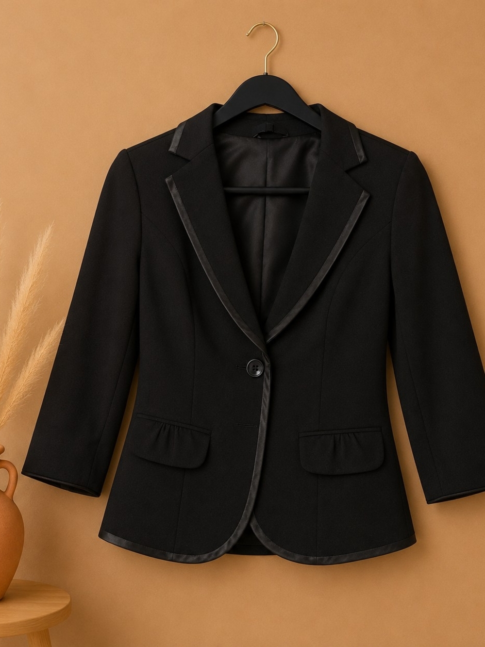 Maurices Black Blazer with Satin Trim